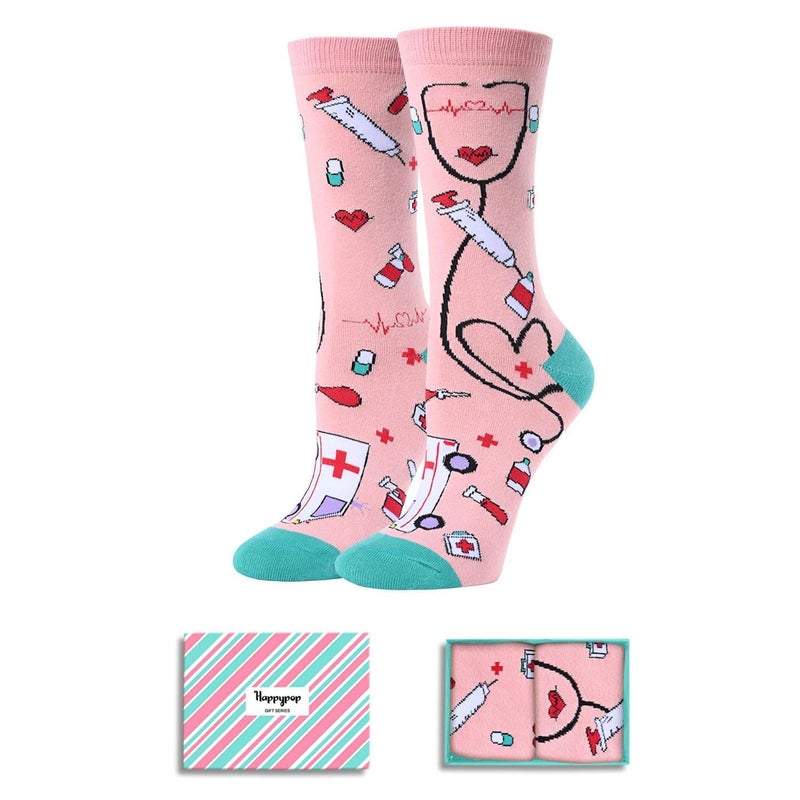 Happy Pop HAPPYPOP Doctor Nurse Socks for Women - Funny Doctors Nurses Gifts Nursing Students Gifts for Female New Nurse Graduation Gift CNA Gift - Image 1
